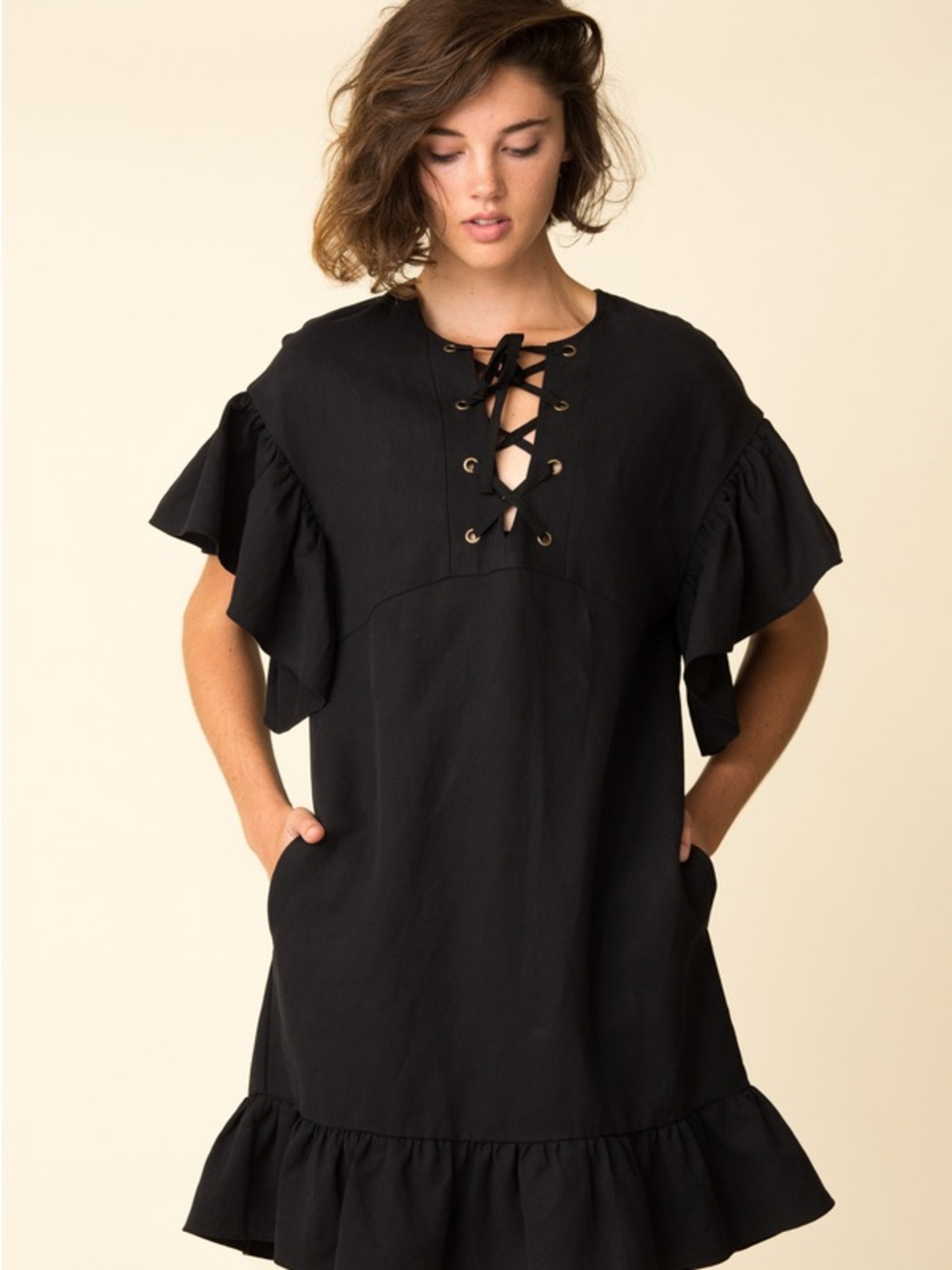 Ulla Johnson Black Marianne Ruffle Dress size 4